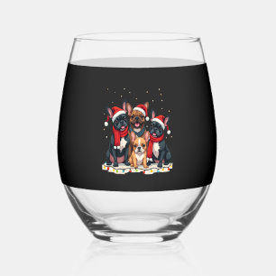 Christmas Lights French Bulldogs Xmas Frenchie Dog Stemless Wine Glass