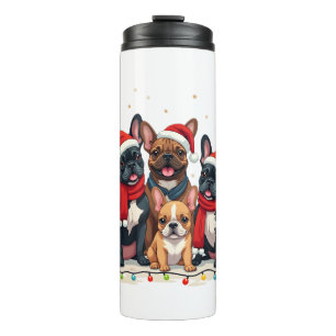 Christmas Lights French Bulldogs Xmas Frenchie Dog Thermal Tumbler
