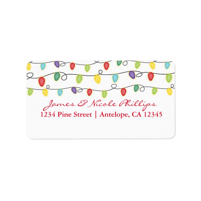 Christmas Lights Fun Holiday Card Address Labels (Front)