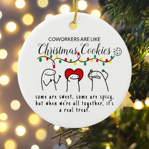 Christmas Lights Funny Coworker Meme Art White  Ceramic Ornament