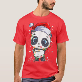 Christmas Lights Funny Panda T-Shirt