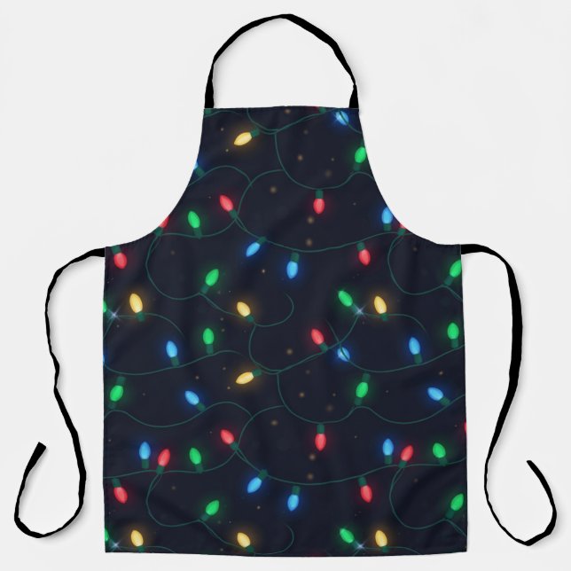 Christmas Lights Garland Seamless Pattern Apron (Front)