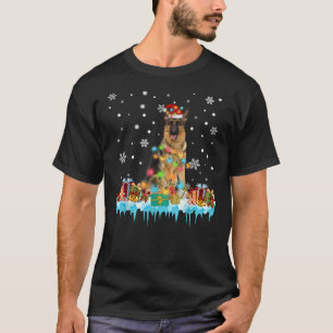 Christmas Lights German Shepherd Dog Santa Tree Xm T-Shirt