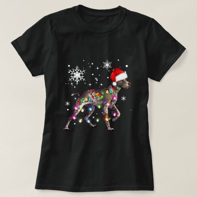 Christmas Lights German Shorthaired Pointer Dog 2 T-Shirt (Design Front)