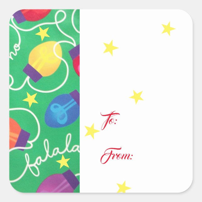Christmas Lights Gift Tag Stickers (Front)