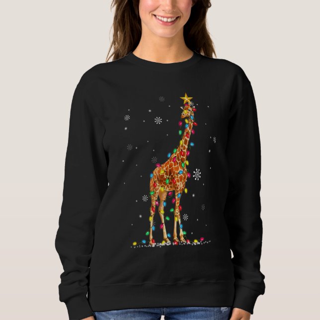 Christmas Lights Giraffe   Giraffes Xmas Sweatshirt (Front)