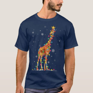 Christmas Lights Giraffe Lover Funny Giraffes Xmas T-Shirt