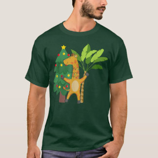 Christmas Lights Giraffe Tropical Summer Christmas T-Shirt
