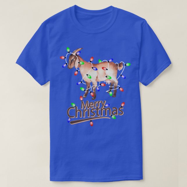 Christmas Lights Goat X-Mas Pajama  Merry Christma T-Shirt (Design Front)
