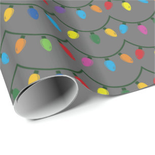 Christmas Lights GRAY GIFT WRAP