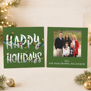 Christmas Lights Happy Holidays Square Photo Card