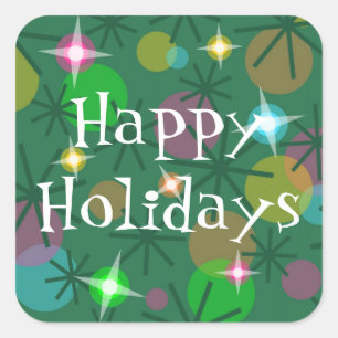 Christmas Lights 'Happy Holidays' sticker aquare