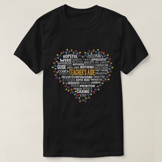 Christmas Lights Heart Santa's Favorite Teacher's  T-Shirt (Design Front)