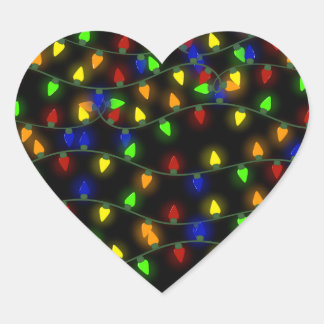 Christmas Lights Heart Sticker