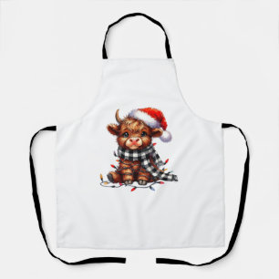 Christmas Lights Highland Cow Baby Christmas Light Apron
