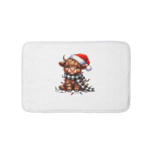Christmas Lights Highland Cow Baby Christmas Light Bath Mat