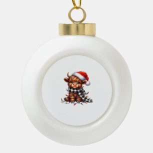 Christmas Lights Highland Cow Baby Christmas Light Ceramic Ball Christmas Ornament