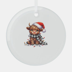 Christmas Lights Highland Cow Baby Christmas Light Glass Tree Decoration