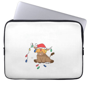 Christmas lights highland cow ugly sweater christm laptop sleeve