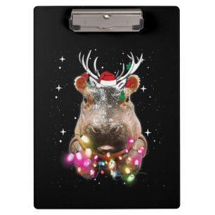Christmas Lights Hippo Fiona Hippopotamus Lover Clipboard