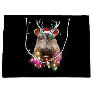 Christmas Lights Hippo Fiona Hippopotamus Lover Large Gift Bag