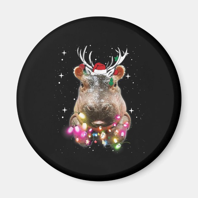 Christmas Lights Hippo Fiona Hippopotamus Lover Magnet (Front)