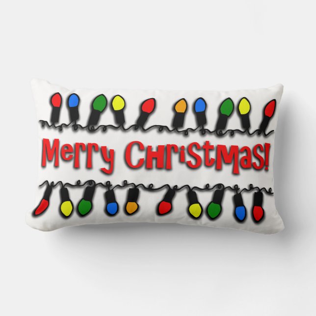 Christmas Lights Holiday Decor Lumbar Pillow (Front)