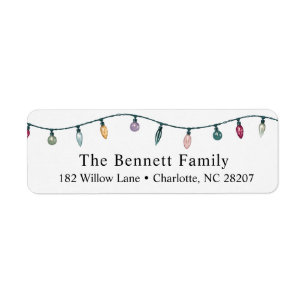 Christmas Lights Holiday Family Return Adress Address Label