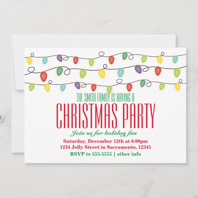 Christmas Lights Holiday Festive Party Invitations (Front)