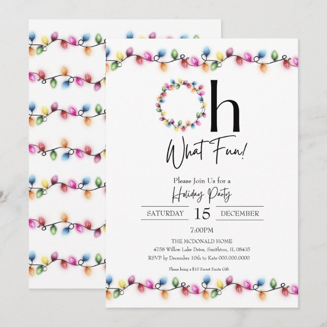 Christmas Lights Holiday Party Invitation (Front/Back)