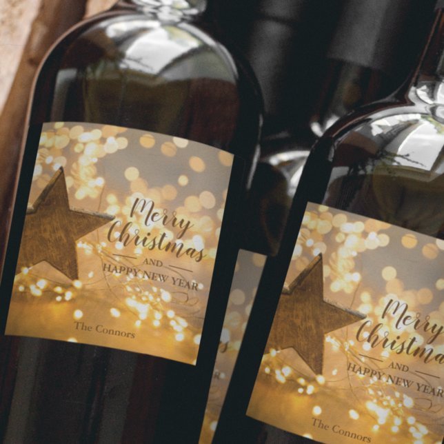 Christmas Lights Holiday Star Wine Label (Creator Uploaded)