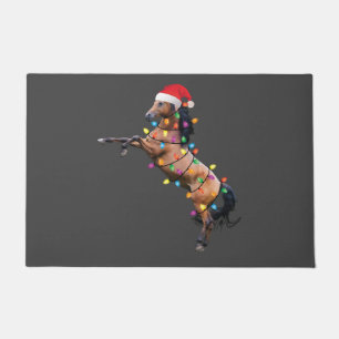 Christmas Lights Horse Santa Funny Xmas Tree Horse Doormat
