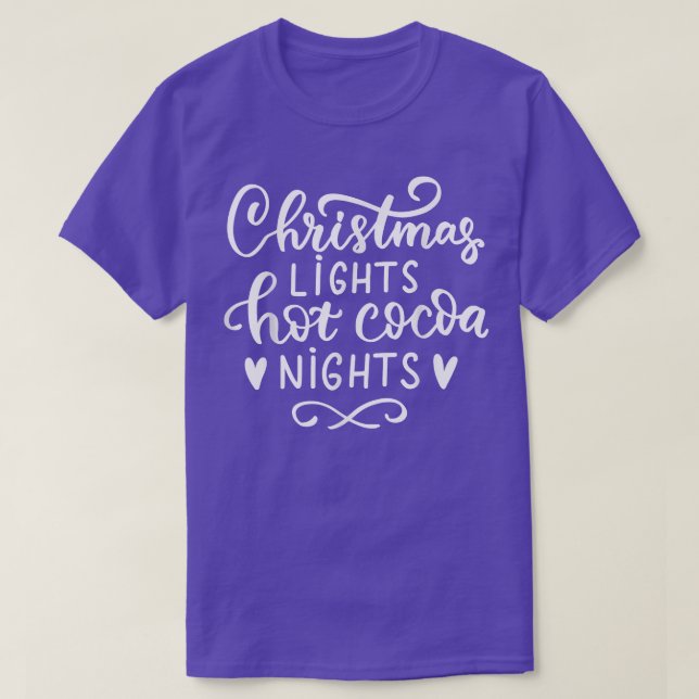 Christmas Lights Hot Cocoa Nights Xmas Matching Co T-Shirt (Design Front)