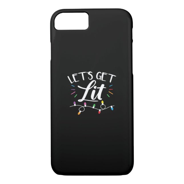 Christmas Lights Humour Let's Get Lit Essential Case-Mate iPhone Case (Back)