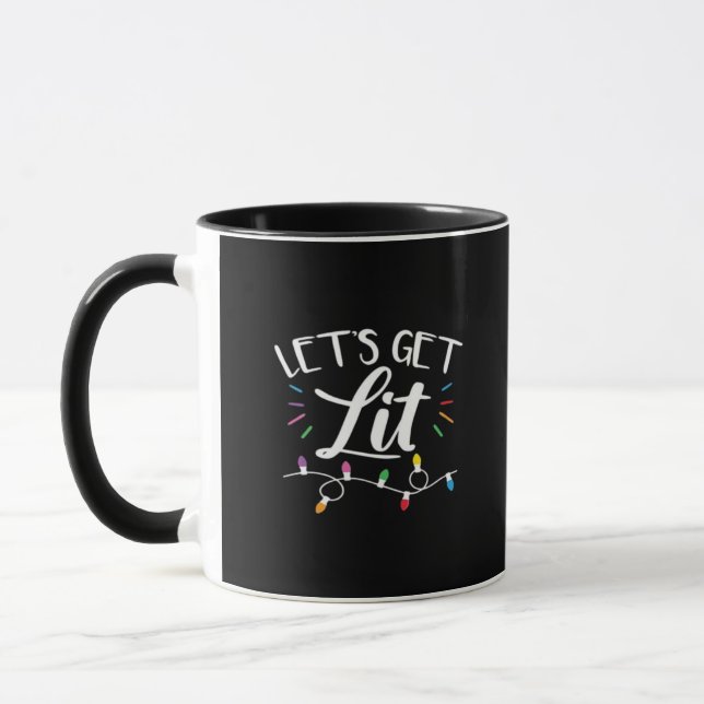Christmas Lights Humour Let's Get Lit Essential Mug (Left)