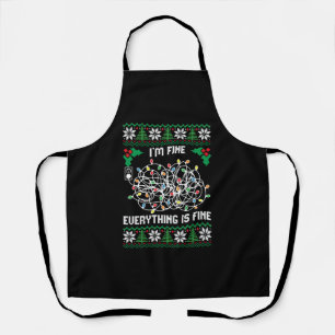 Christmas Lights I m Fine Everything Is Fine Ugly Apron