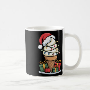 Christmas Lights Ice Cream Cone With Santa Hat Des Coffee Mug