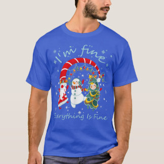 Christmas Lights I'm Fine Everything Is Fine Santa T-Shirt