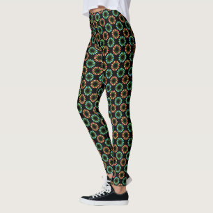 Christmas Lights in Colourful Circles Pattern Leggings