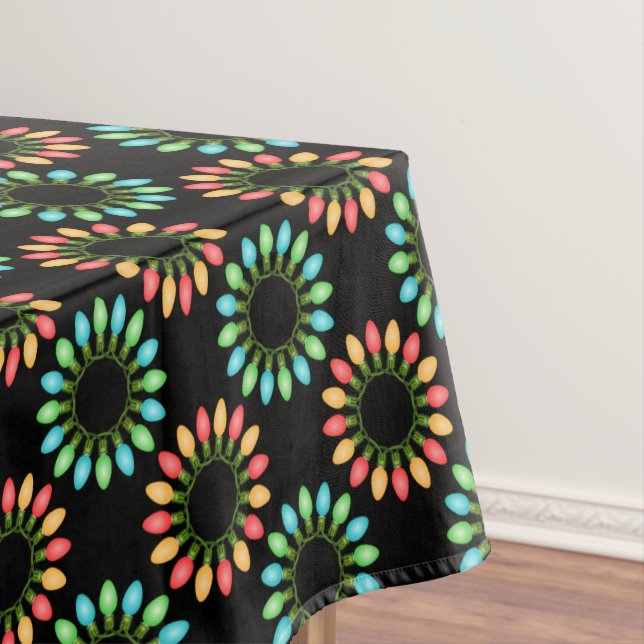 Christmas Lights in Colourful Circles Tablecloth (In Situ)