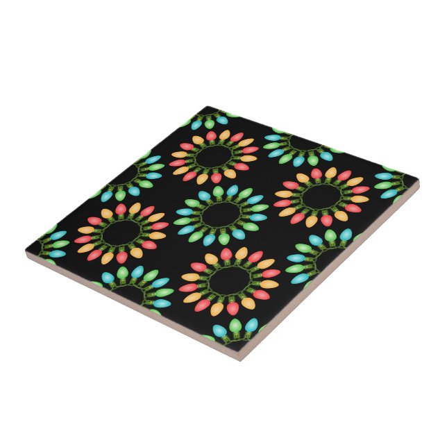 Christmas Lights in Colourful Circles Tile (Side)