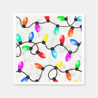 Christmas Lights In The Snow Napkin
