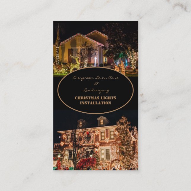 Christmas Lights Installation 2 PhotoBusiness Card (Front)