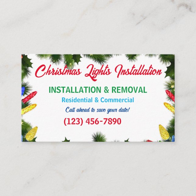 Christmas Lights Installation Business Cards (Front)