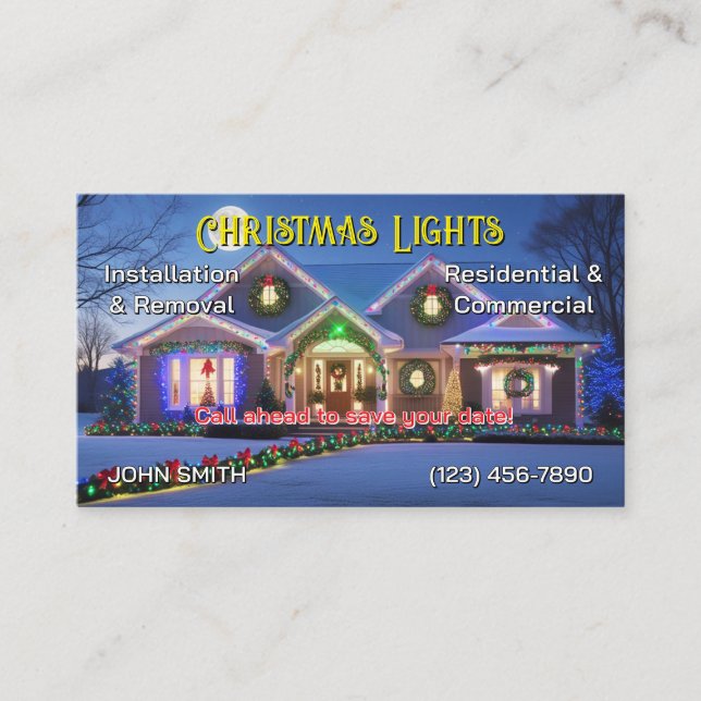 Christmas Lights Installation Business Cards (Front)
