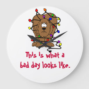 Christmas Lights Joke Funny Dog Holiday Lights Large Clock