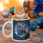 Christmas Lights Kids Photo Cute Blue Custom Gift Coffee Mug<br><div class="desc">This cute Christmas family photo keepsake holiday mug features a bright,  beautiful strand of Xmas lights framing your kids photograph in a festive circle. Customise your own message on the bottom for a beautiful keepsake gift.</div>