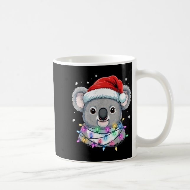 Christmas Lights Koala Santa Hat Cute Xmas Pajamas Coffee Mug (Right)