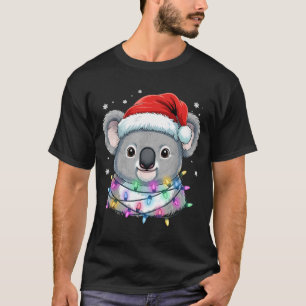 Christmas Lights Koala Santa Hat Cute Xmas Pajamas T-Shirt