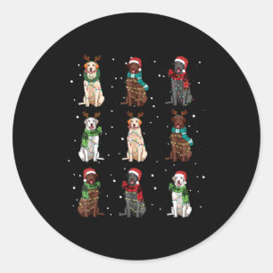 Christmas Lights Labrador Dog Lover Funny Xmas Dog Classic Round Sticker